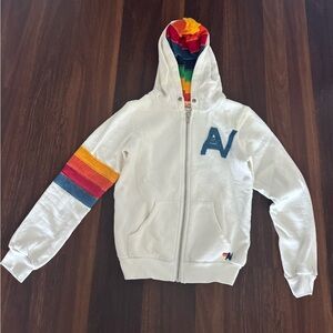 White rainbow aviator nation zip hoodie